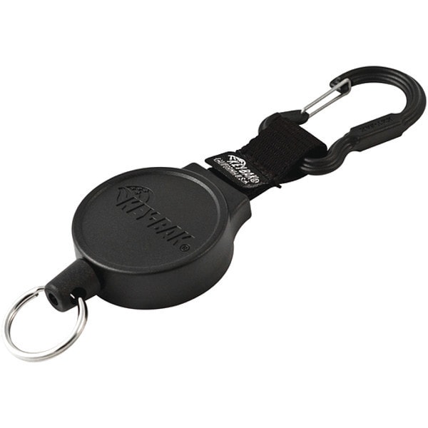 Securit Key Holder, Heavy Duty, Retractable, PK2, Black, Zinc Alloy Clasp/Kevlar Cord, 2 PK - KB488B2PK