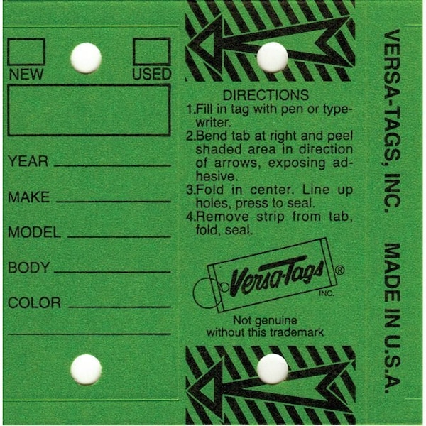 Car Dealer Depot Genuine Versa-Tag Key Tags: Green Pk - 415