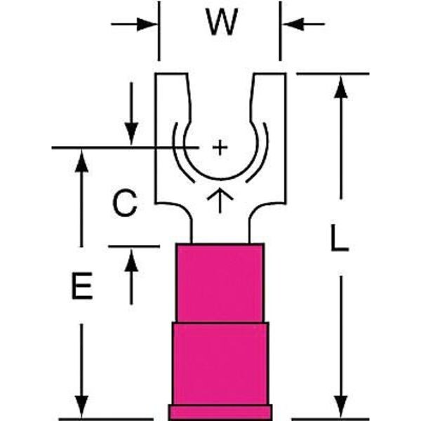 Terminal de horquilla de bloqueo de vinilo de 22-18 AWG para perno #10, paquete de 1000 - MV18-10FLK