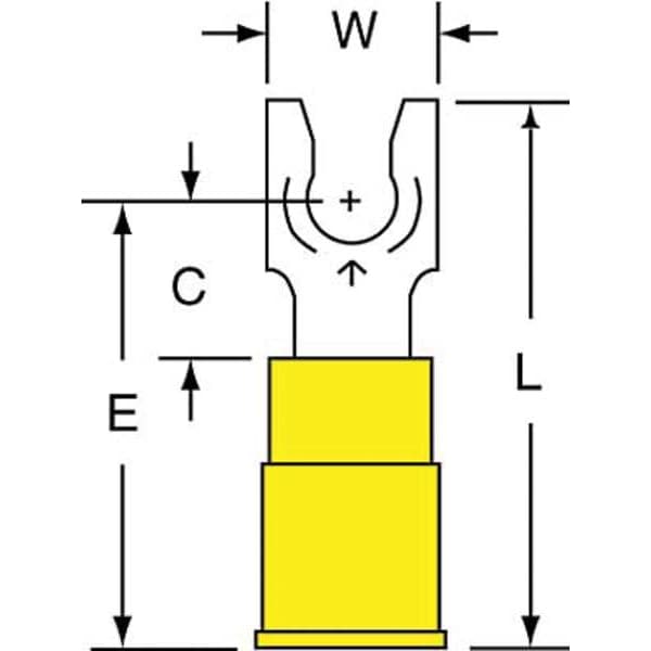 Terminal de horquilla de vinilo de 3M 12-10 AWG con perno #8, paquete de 500 - MV10-8FLK