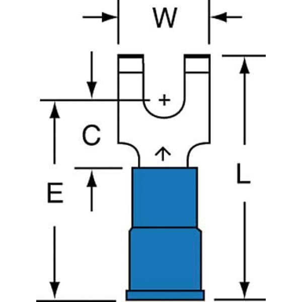 Terminal de horquilla de bloque de nailon de calibre 16-14 AWG para perno #8, paquete de 1000 unidades - MNG14-8FFBK