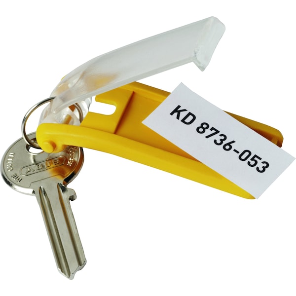 Durable Office Products Key Tag, Yellow, Plastic, Open/Close, Unfinished 6 PK - 195704