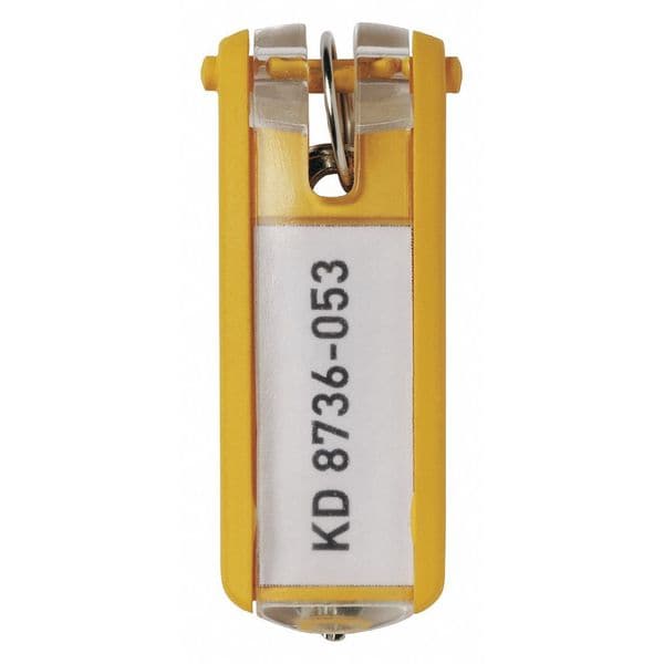 Durable Office Products Key Tag, Yellow, Plastic, Open/Close, Unfinished 6 PK - 195704