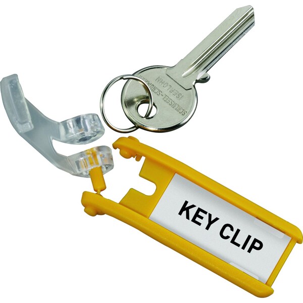 Durable Office Products Key Tag, Yellow, Plastic, Open/Close, Unfinished 6 PK - 195704