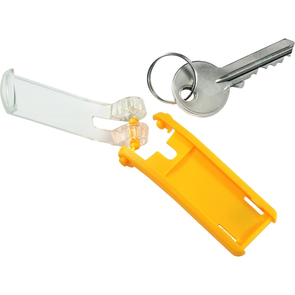 Durable Office Products Key Tag, Yellow, Plastic, Open/Close, Unfinished 6 PK - 195704