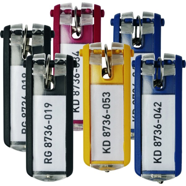 Durable Office Products Key Tag, Yellow, Plastic, Open/Close, Unfinished 6 PK - 195704