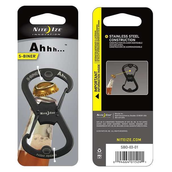 Nite Ize S-Biner Key Clip, Black, Stainless Steel, Key Holder, matte - SBO-03-01