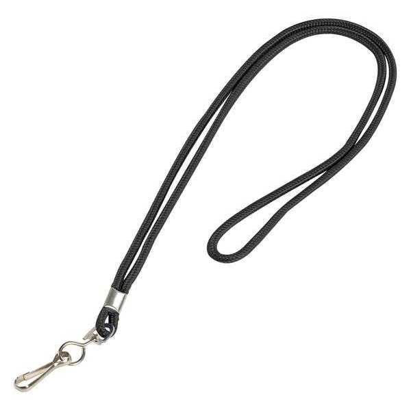 Partners Brand Lanyard, Standard, Hook, 38", Black, PK24, Black, Nylon, 24 PK - LY100