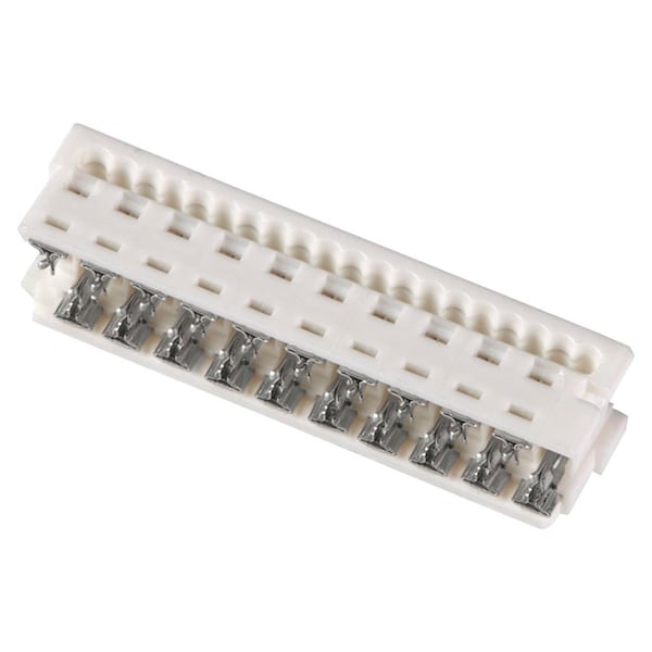 Conector de tarjeta Molex, 20 contactos, 2 filas, hembra, paso de 0.1 pulgadas, terminal IDC, ranura guía, blanco - 903270320