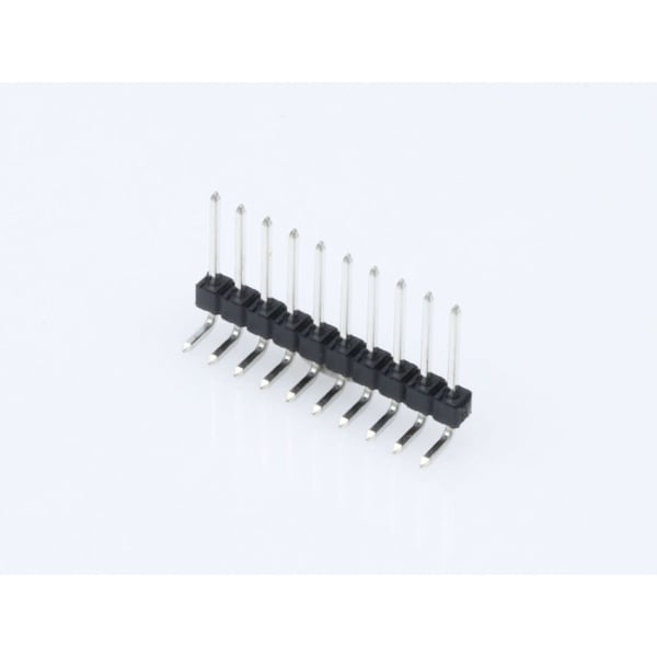 Conector de placa Molex, 10 contactos, 1 fila, macho, ángulo recto, paso de 0.1 pulgadas, terminal de soldadura - 22289101