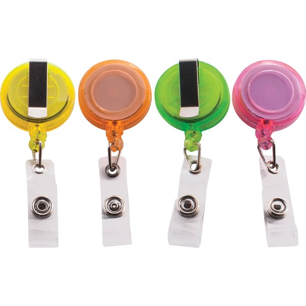 Advantus Reel, Id Card, Trnslucent, PK20, Assorted, Metal; Plastic; Nylon, Badge Holder, 20 PK - 91161