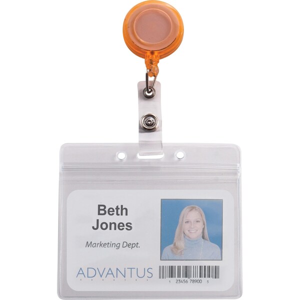 Advantus Reel, Id Card, Trnslucent, PK20, Assorted, Metal; Plastic; Nylon, Badge Holder, 20 PK - 91161