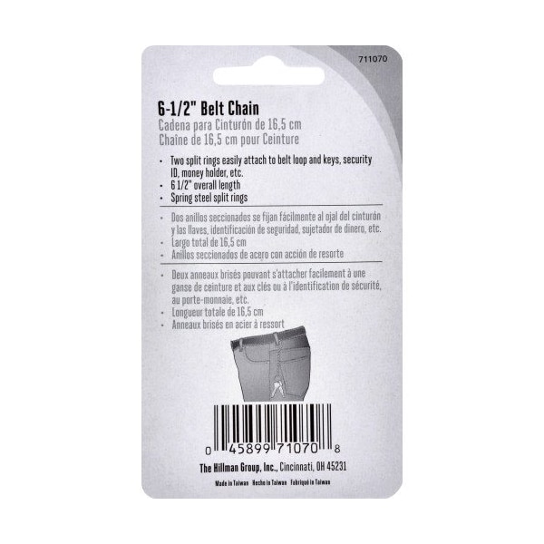 Hillman HILLMAN Metal Silver Belt Hooks/Pocket Chains Belt Hook Keychain, PK5 - 711070