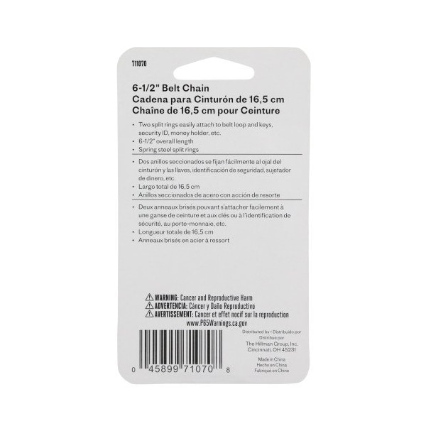 Hillman HILLMAN Metal Silver Belt Hooks/Pocket Chains Belt Hook Keychain, PK5 - 711070