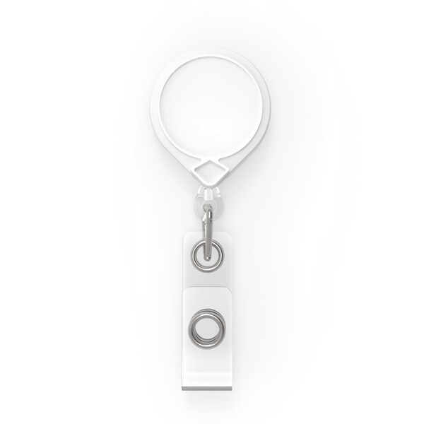 Key-Bak KEYBAK Round MINI-BAK Small Retracting Reel - White, Belt Clip Clip, ID Badge Strap, 5PK - 0056-006