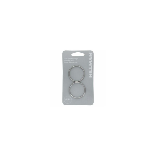 Hillman Key Ring 1-1/2in D Tempered Steel Silver Split Rings/Cable Rings Silver Pair - 701406