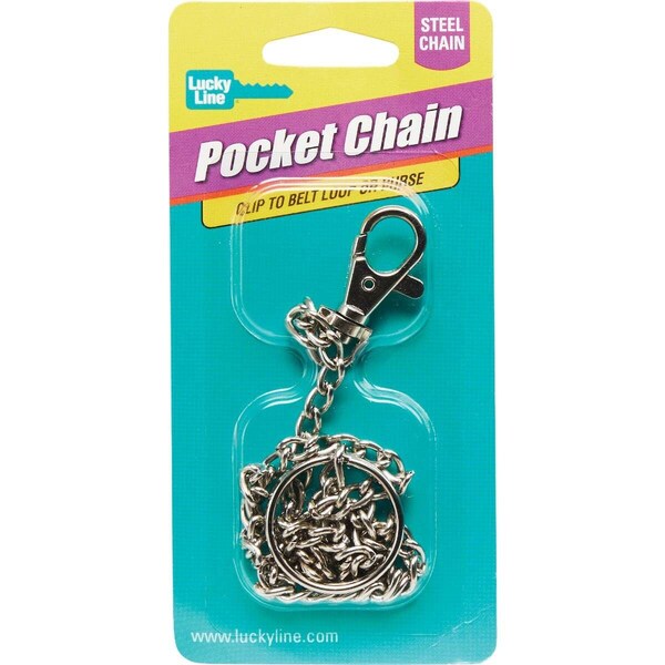 Lucky Line 18in Pocket Chain/Trigger Snap, Nickel-Plated Steel 1/Car - 40101