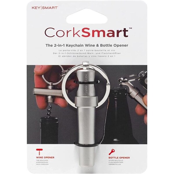 Keysmart KeySmart CorkSmart Stainless Steel Silver Bottle Opener Keychain - KS821-SS