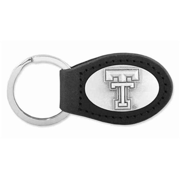 Zeppelinproducts ZeppelinProducts TXT-KL6-BLK Texas Tech Leather Key Fob; Black - TXT-KL6-BLK