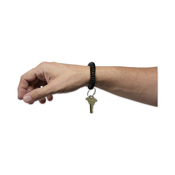 Universal Wrist Coil Plus Key Ring, Plastic, Black, 6PK - UNV56050