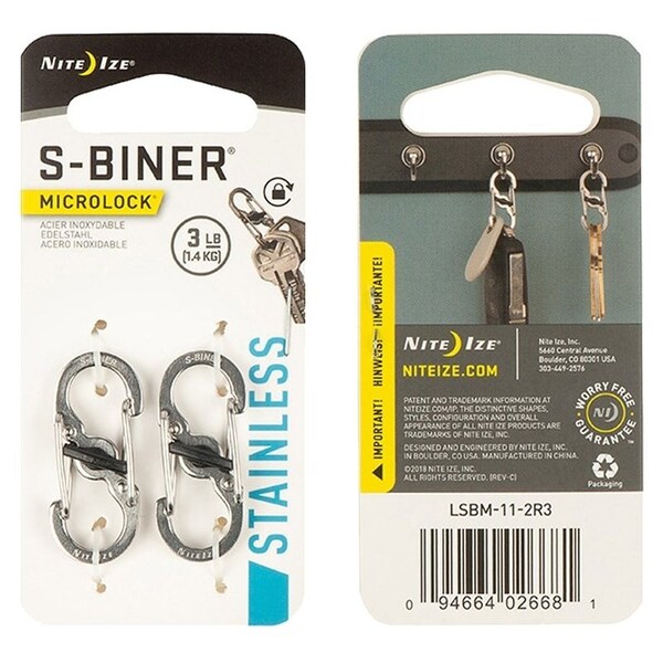 Nite Ize Key Carabiner, 1.39 in OAL, 0.62 in Dia Ring, Stainless Steel, Silver - LSBM-11-2R3