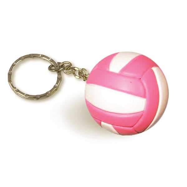 Tandem Sport Volleyball Pink and White Key Chain - TSKEYPKWHVBALL