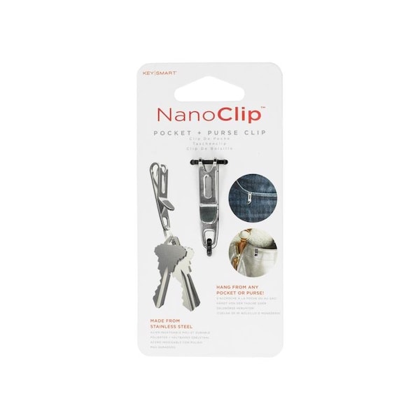 Nano Clip KeySmart Nano Clip Stainless Steel Silver Pocket/Purse Clip Keychain - KS801-SS