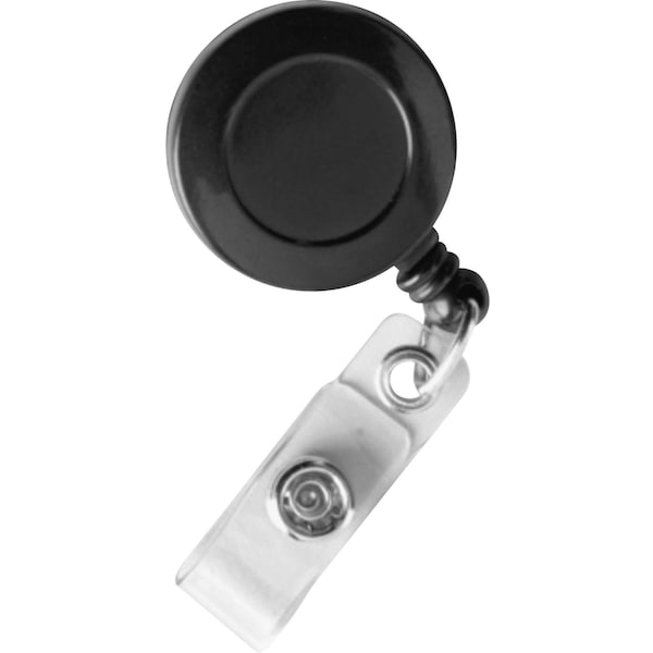Baumgartens Reel, Badge, Retractable, Bk, PK25, Black, Plastic, Badge Holder, 25 PK - 68424