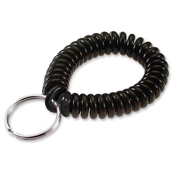 Lucky Line Key Chain, Black, Polyurethane, Steel, Wrist Coil, Nickel Plated 5 PK - 4102005