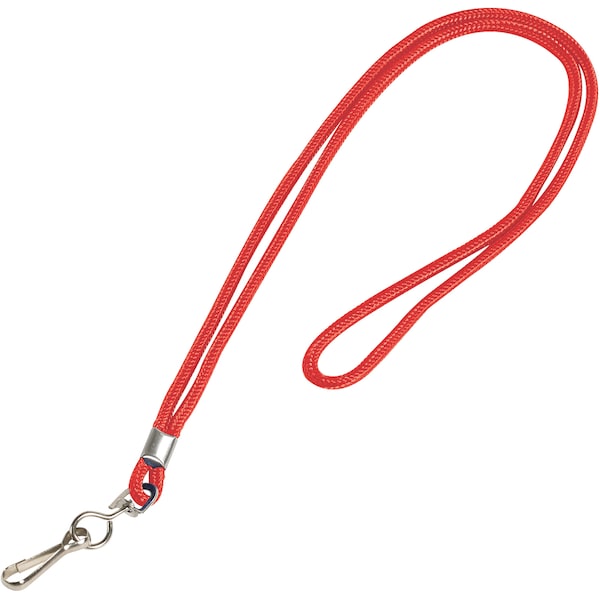 Partners Brand Lanyard, Standard, Hook, 38", Red, PK24, Red, Nylon, 24 PK - LY101
