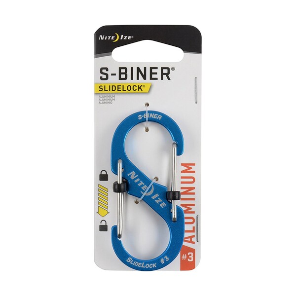 Nite Ize 2023 Nite Ize S-Biner Slidelock Aluminum No 3, Blue - NIT-LSBA3-03-R6