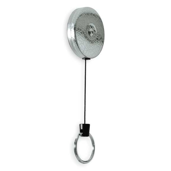 Key-Bak Key Reel, Chrome, Kevlar Cord, Silver Texture - 0483-821