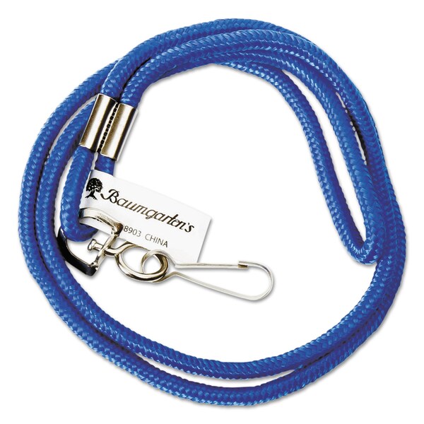 Sicurix Rope Lanyard, Metal Hook Fastener, 36" Long, Nylon, Blue - BAU68903
