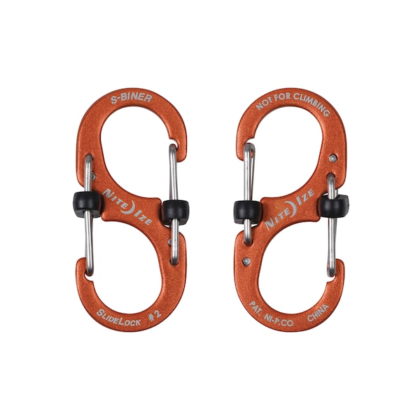 Nite Ize 2021 Nite Ize S-Biner Slidelock Aluminum No 2, Orange - NIT-LSBA2-19-R6