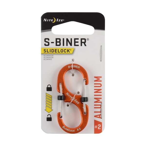 Nite Ize 2021 Nite Ize S-Biner Slidelock Aluminum No 2, Orange - NIT-LSBA2-19-R6