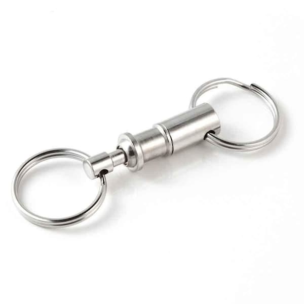 Key-Bak KEYBAK Quick Release Pull Apart Dual Key Ring, Nickel Finish, Cylindrical - 0500-001