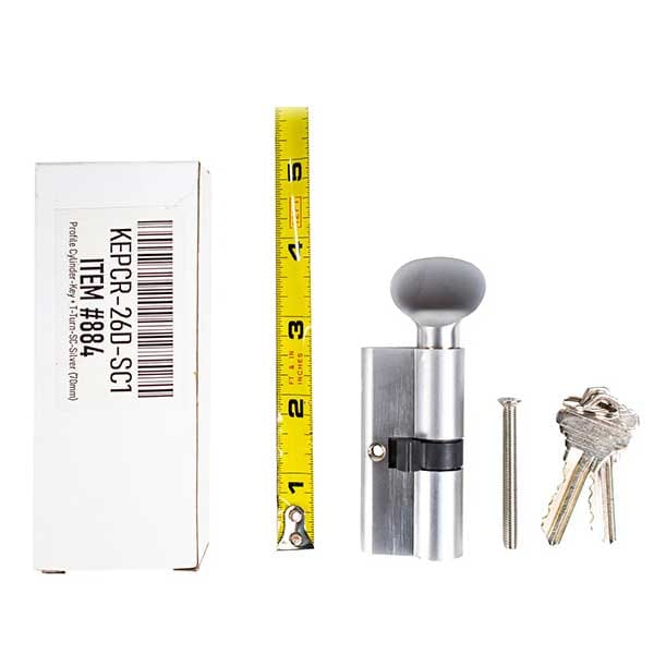 Kenaurd Kenaurd: Profile Cylinder - Key + T-Turn - KW1 - 26D Silver (70mm) - KEPCR-26D-KW1