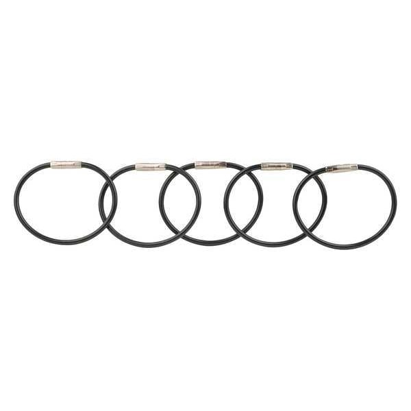 Lucky Line Twisty Key Ring, Black, Metal, Nylon-Coated Twist Lock, Nylon Coated 5 PK - 8112005