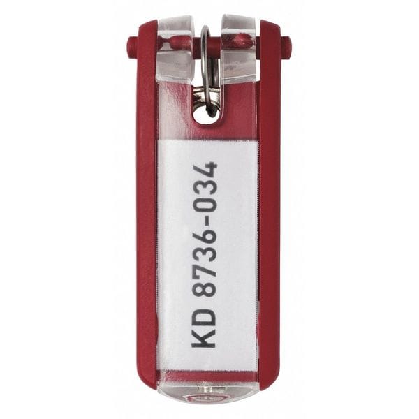 Durable Office Products Key Tag, Red, Plastic, Open/Close, Unfinished 6 PK - 195703