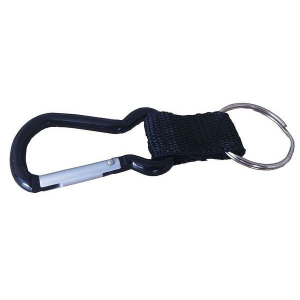 Zoro Select Carabiner Key Holder, Black, Aluminum, Snap-On Caribeener Hook, Black Coated - 25PA28