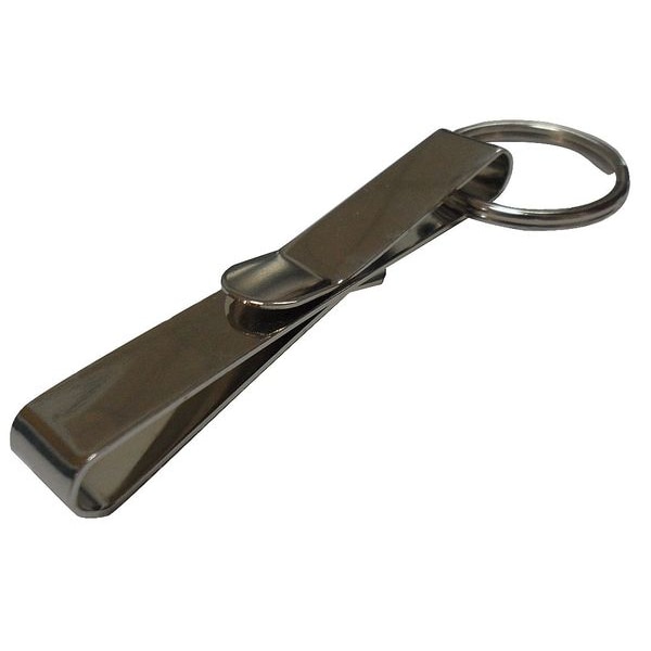 Zoro Select Belt Key Holder, Silver, Steel, Clip-On Double Locking, Nickel Plated - 25PA27