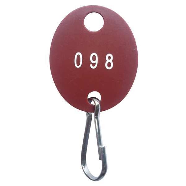 Zoro Select Key Tag, Red, Plastic, Oval, Nickel Plated 40 PK - 33J886