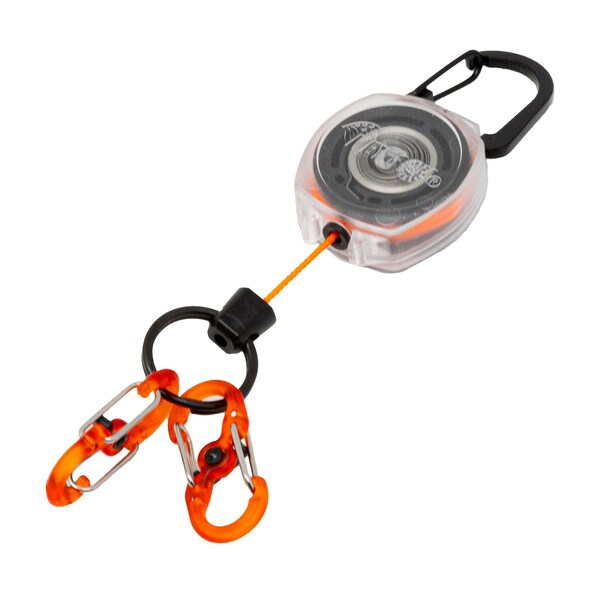 Key-Bak Sidekick, Clear, Orange 24in Cord Made with DuPont Kevlar, Carabiner, 2 Microlock Key Holder POLY - 0KB2-0D244