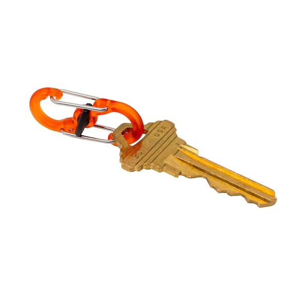 Key-Bak Sidekick, Clear, Orange 24in Cord Made with DuPont Kevlar, Carabiner, 2 Microlock Key Holder POLY - 0KB2-0D244