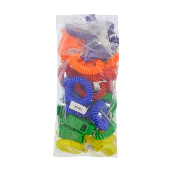 Hillman Wrist Coil Key Chain, Plastic, Sporting Whistle, 24 PK - 701428