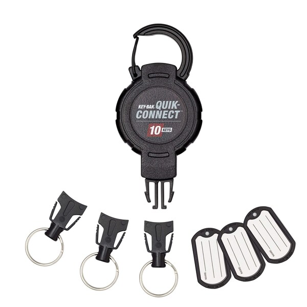 Key-Bak 10-KEY Capacity Retratractable Keychain 3 interchangeable key rings CARABINER attachment, 36" reach - 0KM2-32A24
