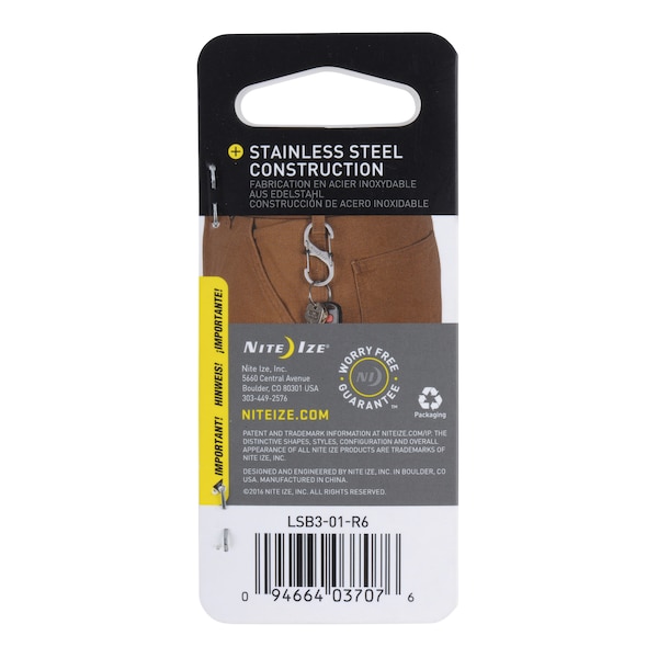 Nite Ize 2023 Nite Ize S-Biner Slidelock Stainless Steel No 3, Black,  - NIT-LSB3-01-R6