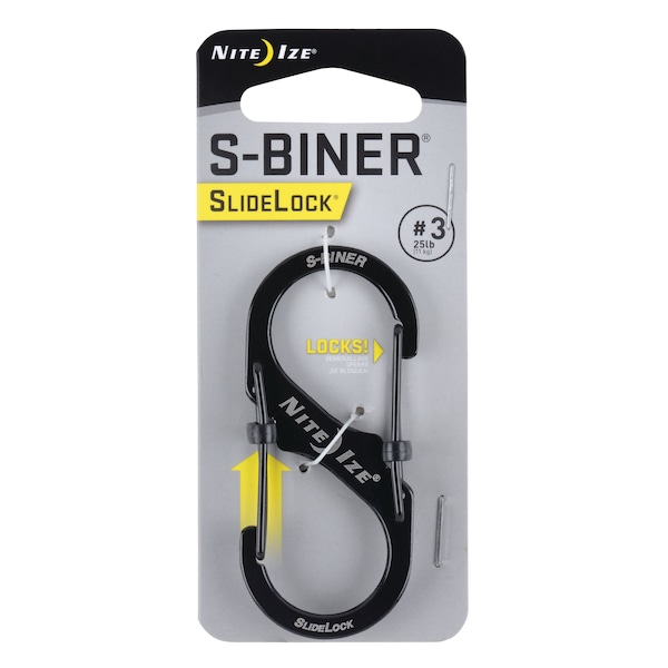 Nite Ize 2023 Nite Ize S-Biner Slidelock Stainless Steel No 3, Black,  - NIT-LSB3-01-R6