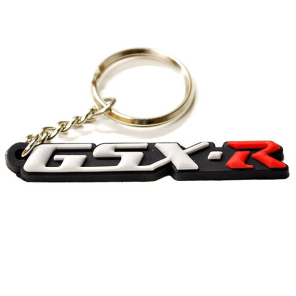 Krator Suzuki GSXR 600 750 1000 Keychain Key Ring Fob Logo Decal Motorcycle, Gray with Red - HBK903