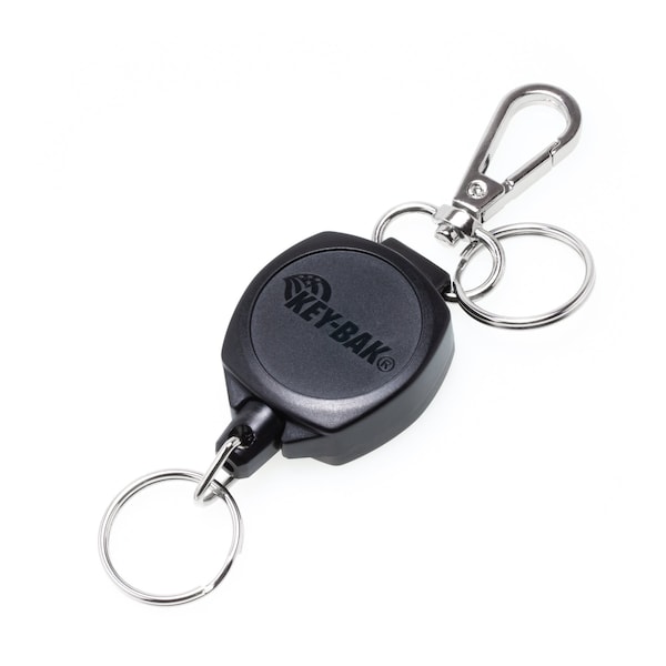 Key-Bak KEYBAK Sidekick Carabineer Retractor - 24 in. DuPont Kevlar Cord, Lobster Clasp, Black, 5PK - 0KW1-0A54